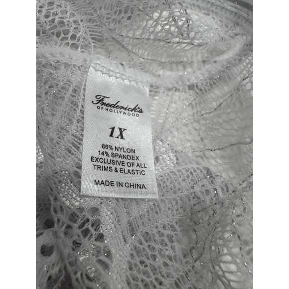 NEW Frederick's of Hollywood Caroline Lace Cheeky Panty Size 1X White Silver NWT - Picture 7 of 8